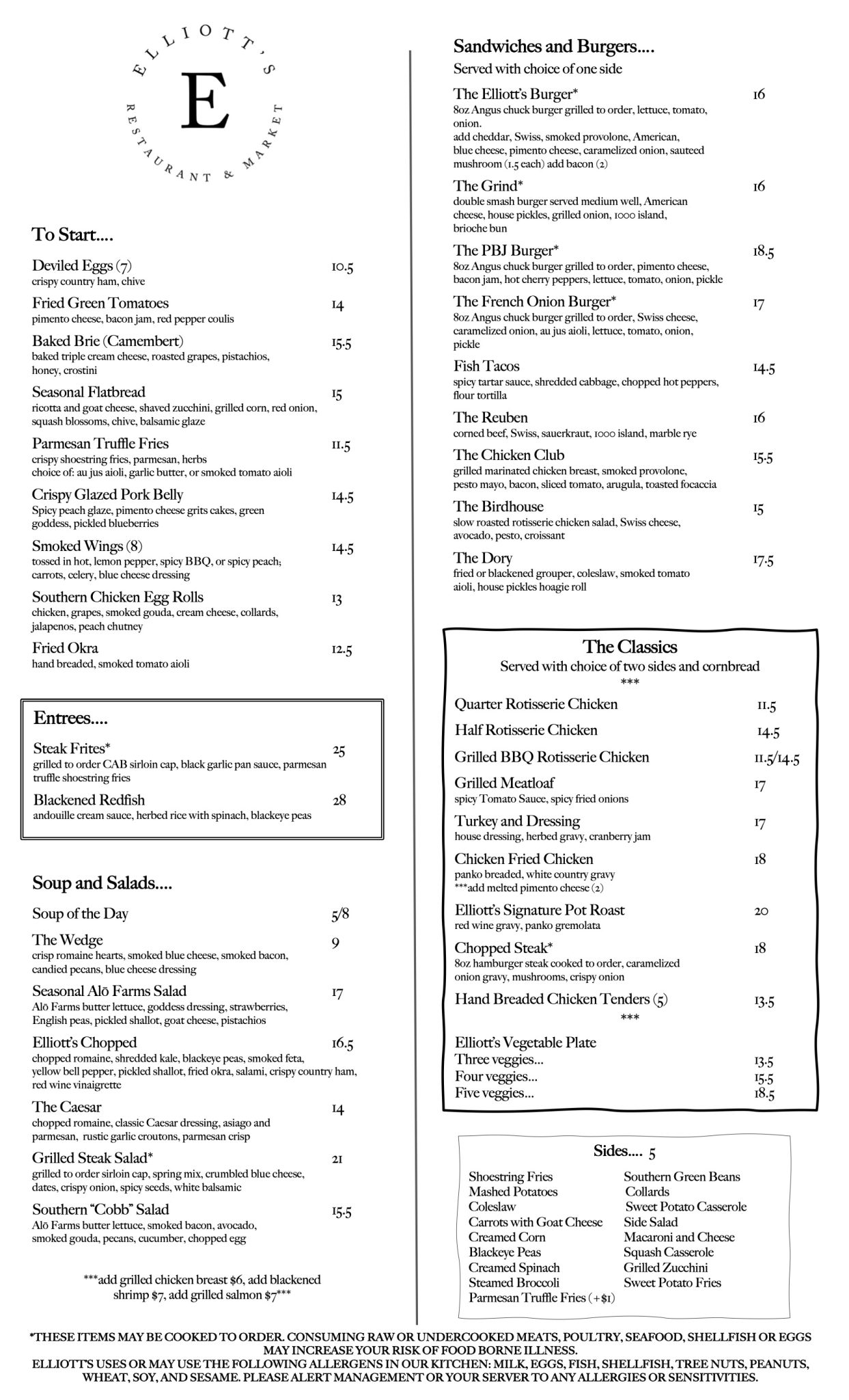 Ellipes Menu Menu | Elliott's