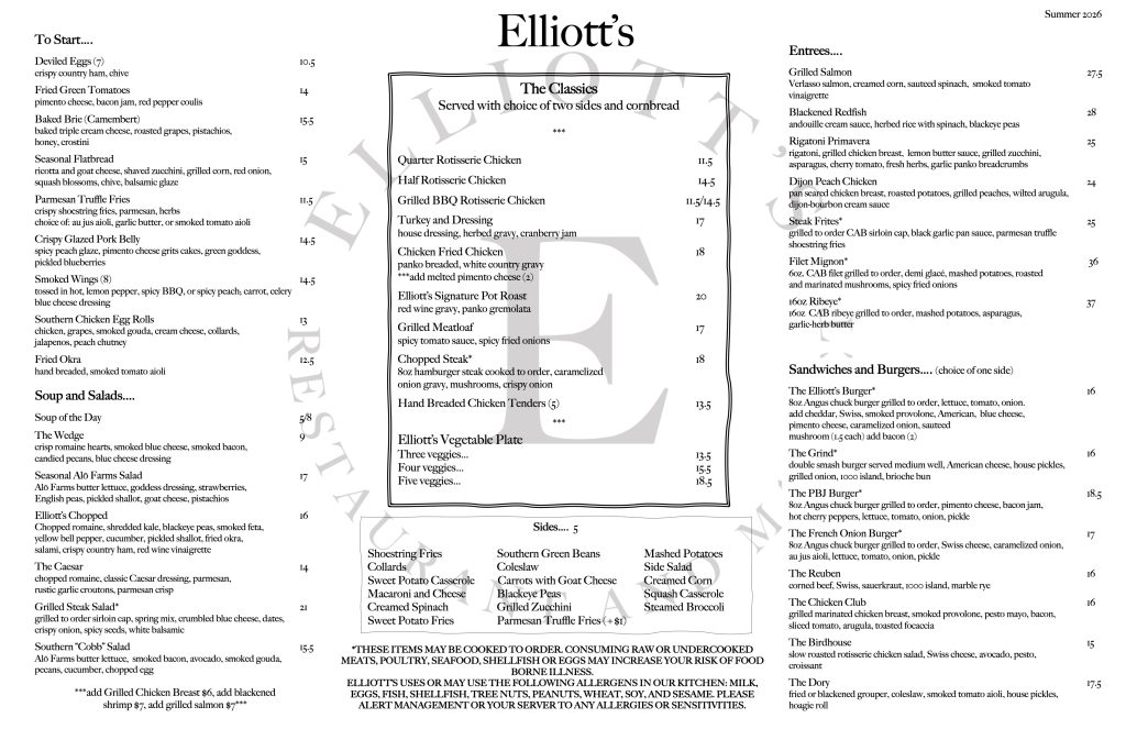 Ellipes Menu Menu | Elliott's